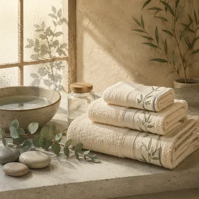 Serene Bamboo Towel Spa Still Life