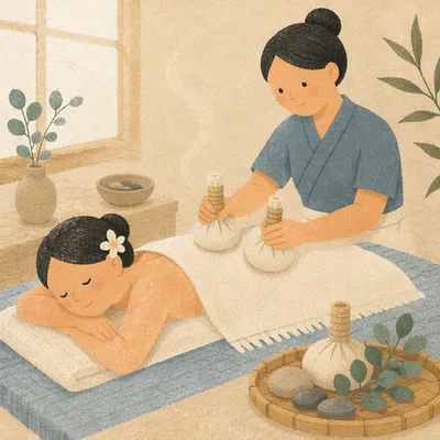 Folded Bamboo Towel Spa Serenity