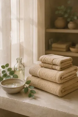 Folded Bamboo Towels in Serene Spa