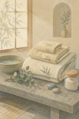 Serene Bamboo Towel Spa Still Life