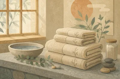 Serene Bamboo Towel Spa Still Life