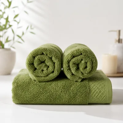 Moss Green Bamboo Towels for Spa Wellness