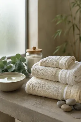 Folded Bamboo Towel Set in Serene Spa