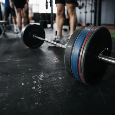 Loaded Barbell on Gritty Gym Floor