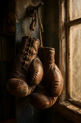 Vintage Boxing Gloves in Gritty Gym Light