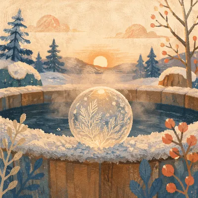 Sunrise Ice Sphere on Cold Plunge Tub
