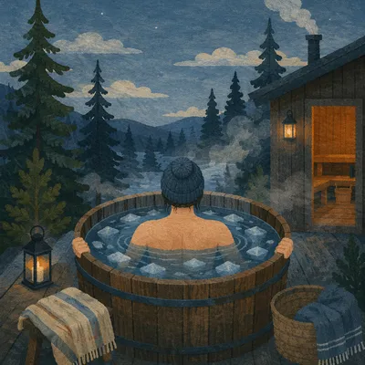 Outdoor Cold Plunge at Blue Hour
