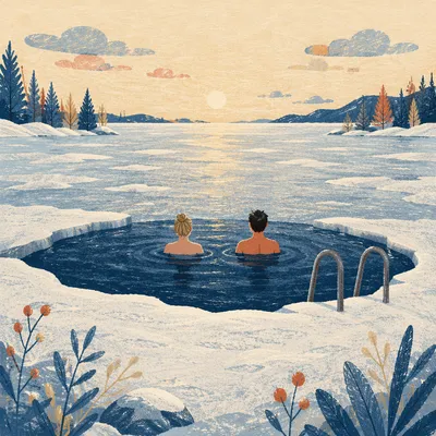 Outdoor Winter Cold Plunge Wellness Scene