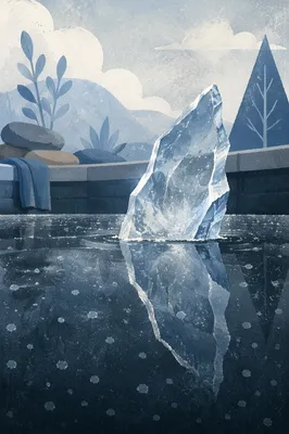 Serene Ice Shard in Outdoor Cold Plunge