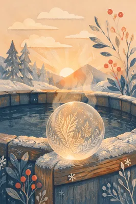 Sunrise Ice Sphere on Cold Plunge Tub