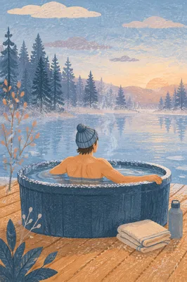 Outdoor Cold Plunge by Misty Lake