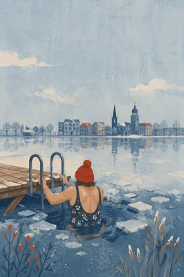 Outdoor Cold Plunge by Frozen Lake