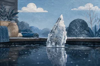 Ice Shard in Outdoor Cold Plunge