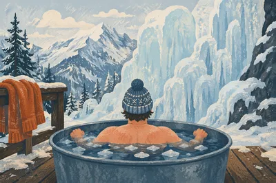 Snowy Alpine Cold Plunge Wellness Retreat