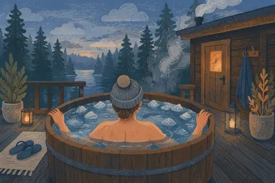 Outdoor Cold Plunge at Blue Hour
