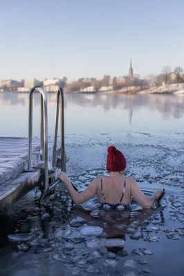 Outdoor Cold Plunge in Frozen Lake