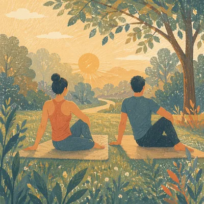 Couple Partner Yoga at Sunrise Park