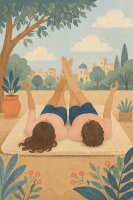 Peaceful Partner Yoga in Morning Park