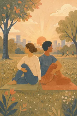 Couple Partner Yoga at Sunrise Park