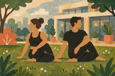 Partner Yoga in a Peaceful Urban Park