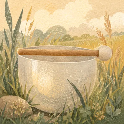 Frosted Crystal Singing Bowl in Meadow Grass