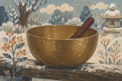 Crystal Singing Bowl in Winter Garden
