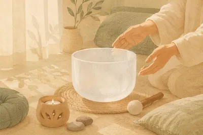 Crystal Singing Bowl Healing Meditation Scene