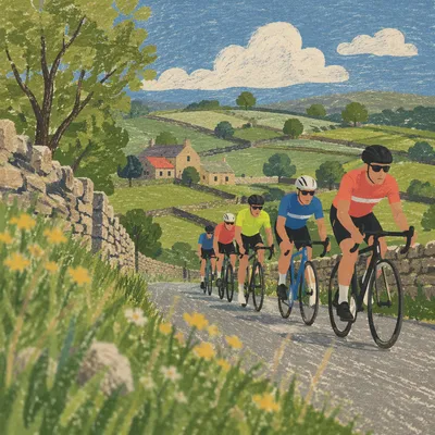 Countryside Road Cyclists in Spring Wellness Ride