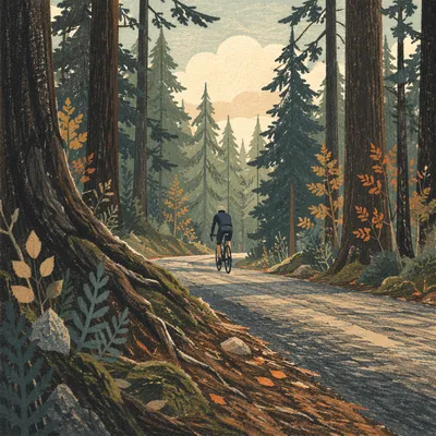 Solo Cyclist on Forest Country Lane