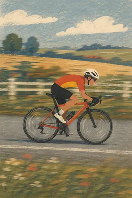 Countryside Road Cyclist in Motion