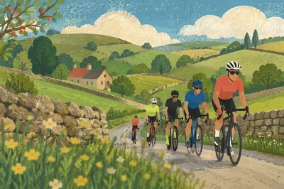 Countryside Road Cyclists on Spring Hill
