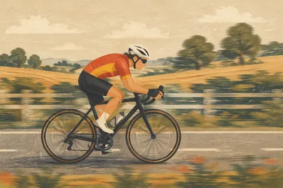 Road Cyclist on Quiet Countryside Route
