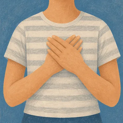 Calm Deep Breathing With Hands on Chest