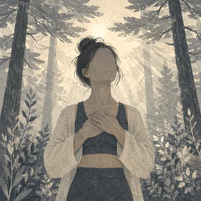 Calm Deep Breathing in Pine Woodland