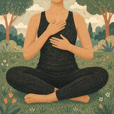 Calm Deep Breathing in Park