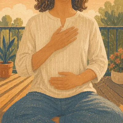 Calm Deep Breathing on Sunlit Terrace