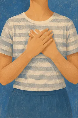 Calm Deep Breathing With Hands on Chest