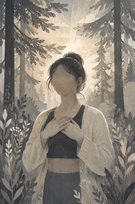 Calm Deep Breathing in Pine Woodland