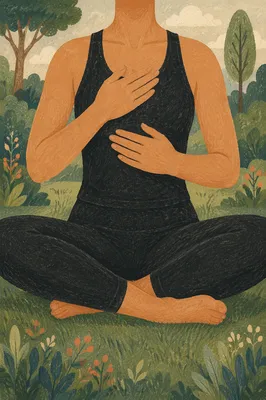 Calm Deep Breathing in Quiet Park