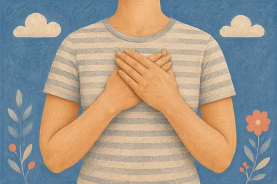 Calm Deep Breathing With Hands on Chest