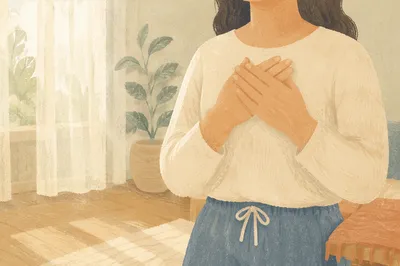 Calm Deep Breathing in Sunlit Bedroom