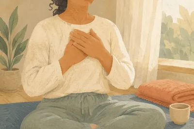 Calm Deep Breathing Hands on Chest