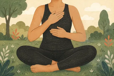 Calm Deep Breathing in Quiet Park