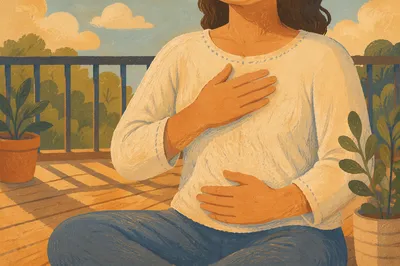 Calm Deep Breathing on Sunlit Terrace