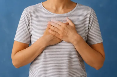 Calm Deep Breathing With Hands on Chest