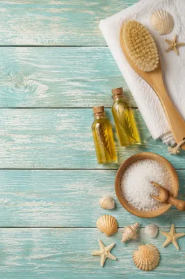 Dry Brushing Spa Ritual on Turquoise Wood