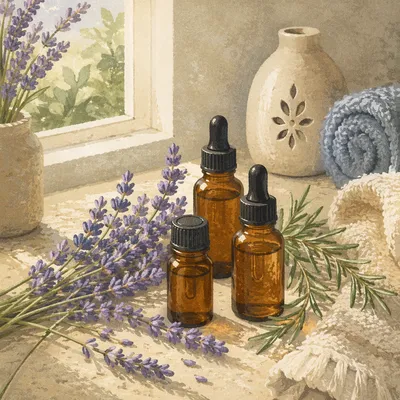 Amber Essential Oil Bottles with Lavender