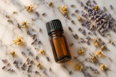 Lavender Essential Oil Wellness Flat Lay