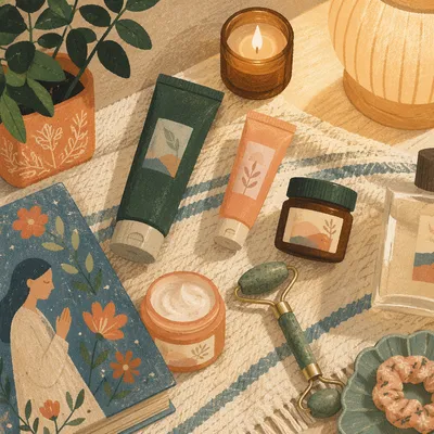 Evening Skincare Self Care Flat Lay