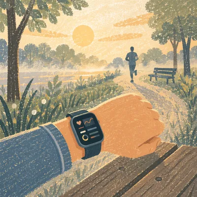 Morning Fitness Tracker During Park Exercise